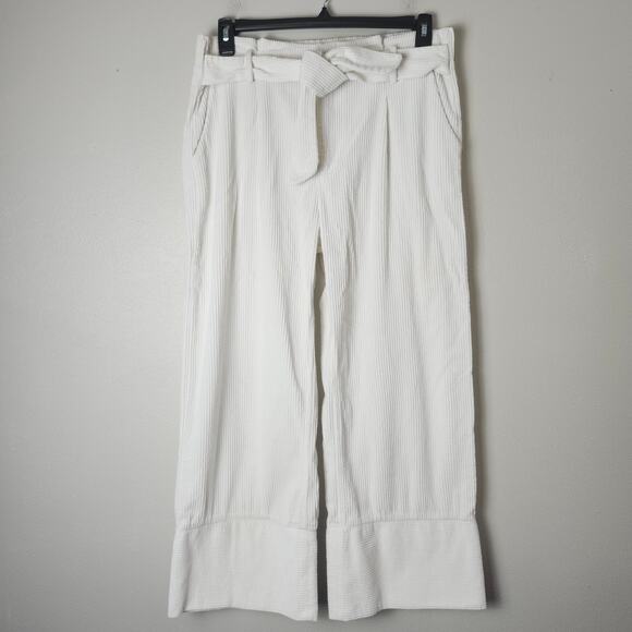 J.O.A. Just One Answer Women's Corduroy Front Tie Pants Off White Medium Wide - Picture 1 of 15